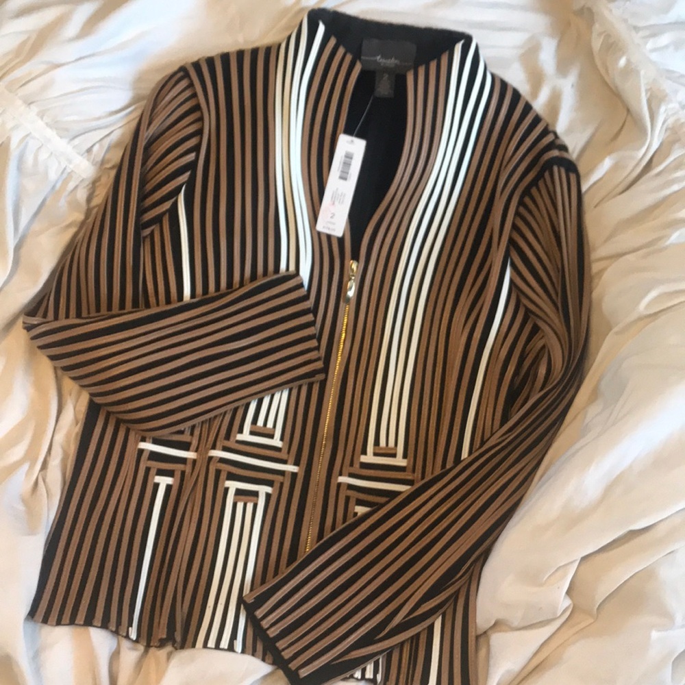 Leather striped jacket-NEVER WORN